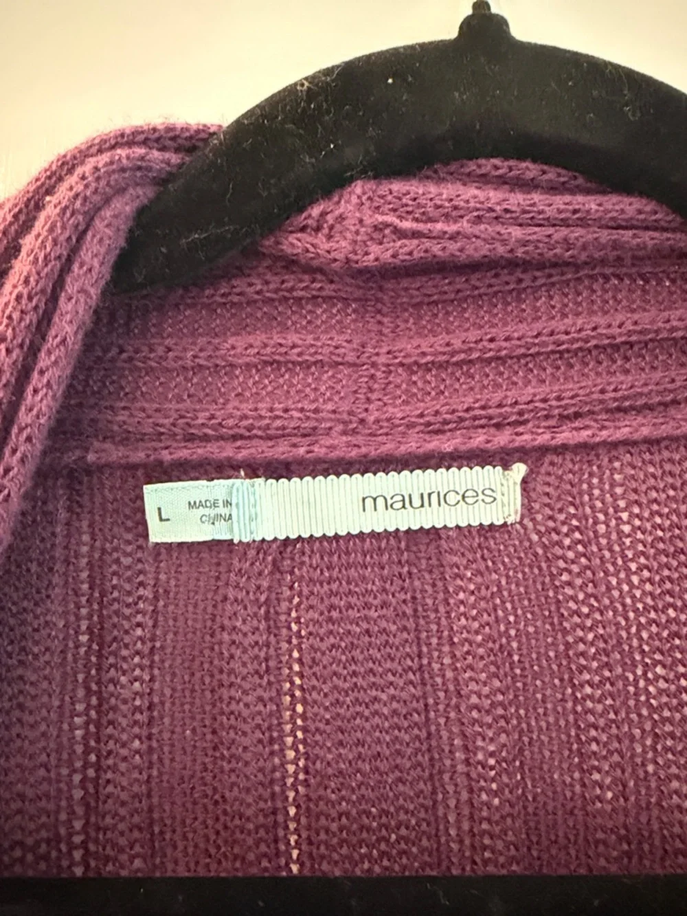 Maurices Ribbed Open-Front Cardigan - Plum - Picture 2 of 4